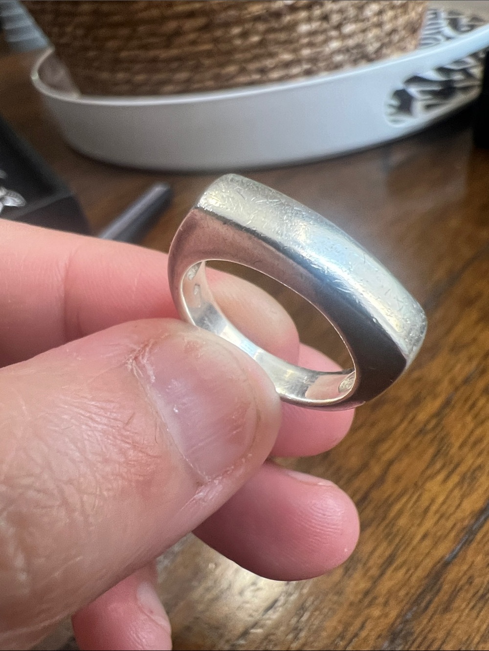 Sterling Silver Wide Band Ring - Size 5.5